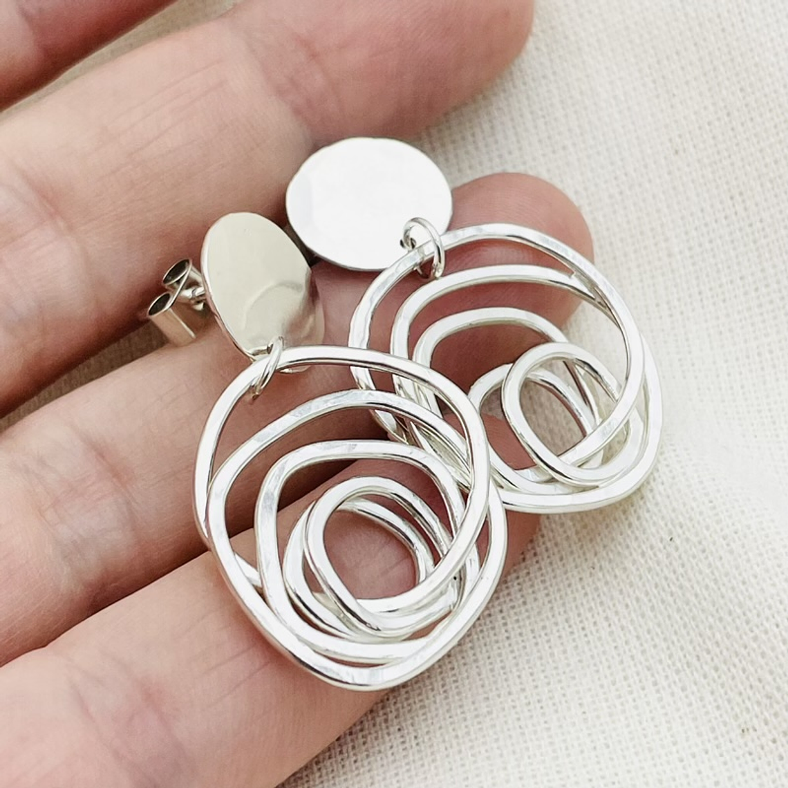 Aretes figuras irregulares de plata 3