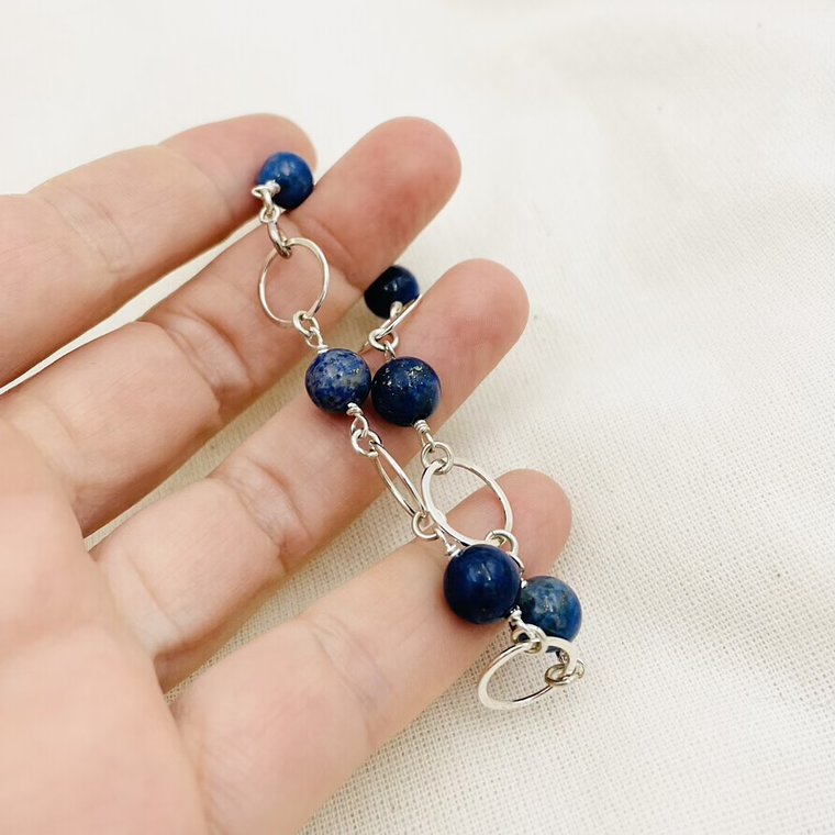 Pulsera argollas de plata y Lapislazuli 1