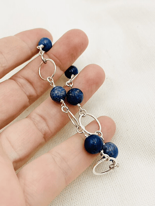 Pulsera argollas de plata y Lapislazuli