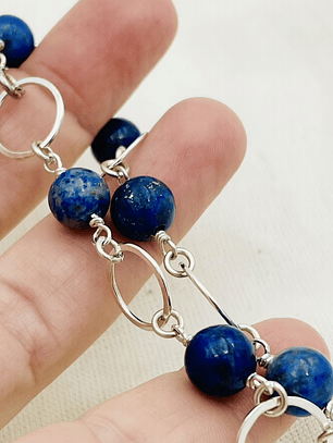 Pulsera argollas de plata y Lapislazuli