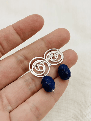 Aretes caracol de plata con Lapislázuli