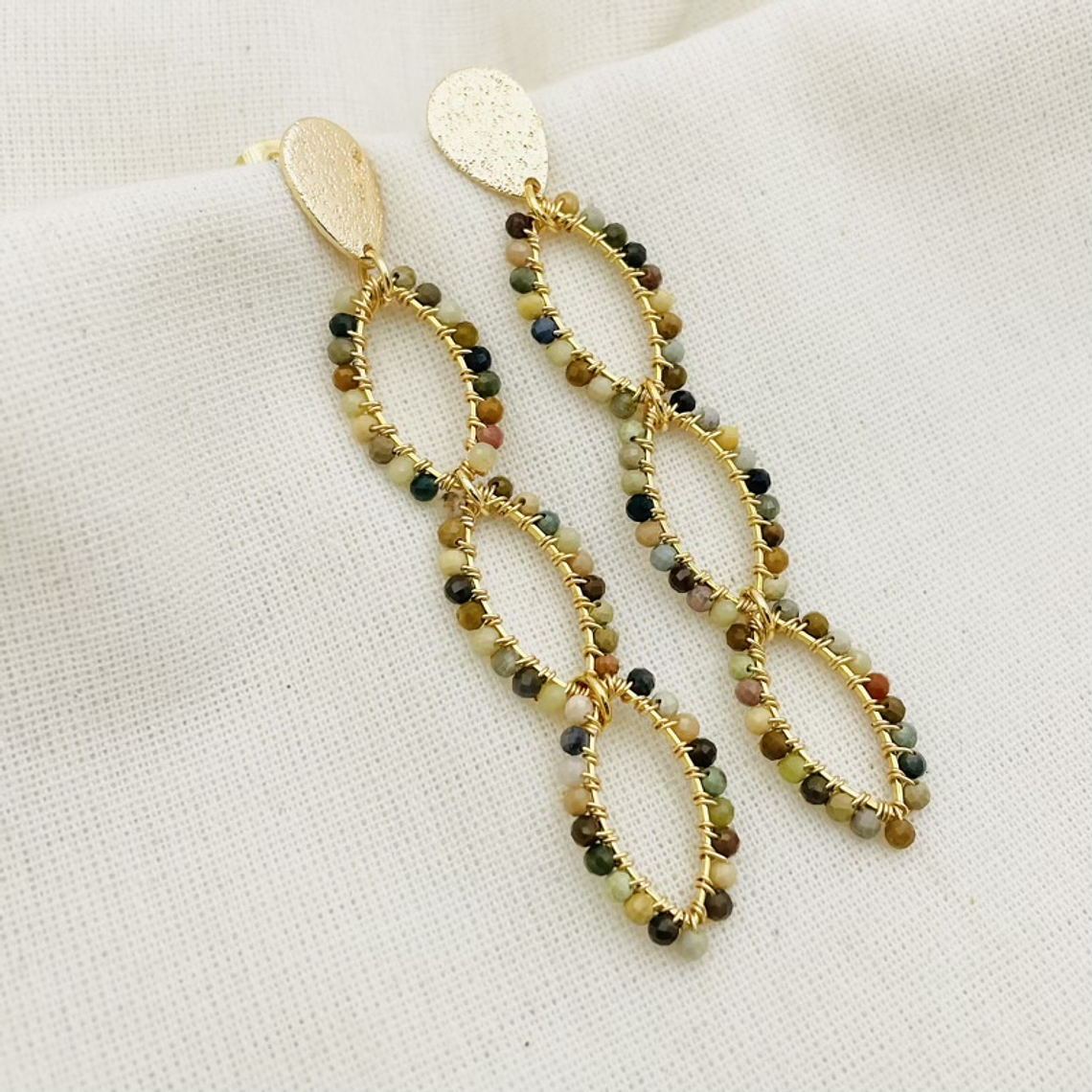 Aretes ¨Jacinta Tierra¨con Ágatas multicolor 1