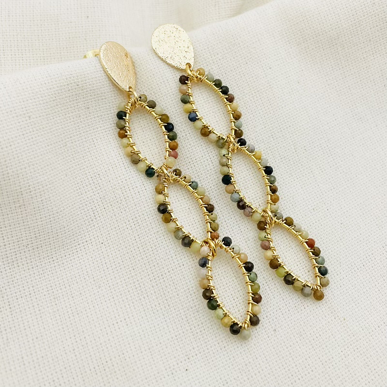Aretes ¨Jacinta Tierra¨con Ágatas multicolor 1