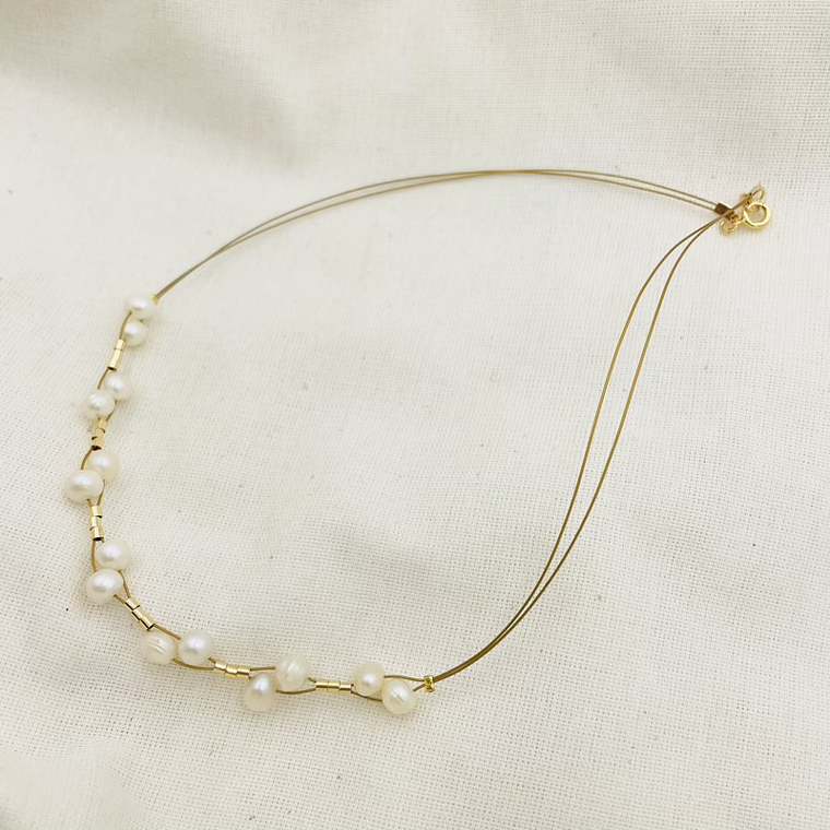 Collar trenza de perlas naturales 1