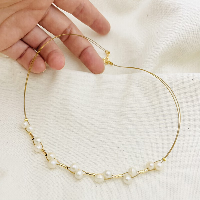 Collar trenza de perlas naturales 2