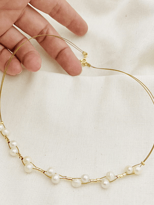Collar trenza de perlas naturales