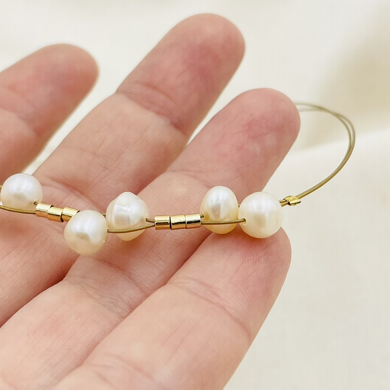 Collar trenza de perlas naturales 3