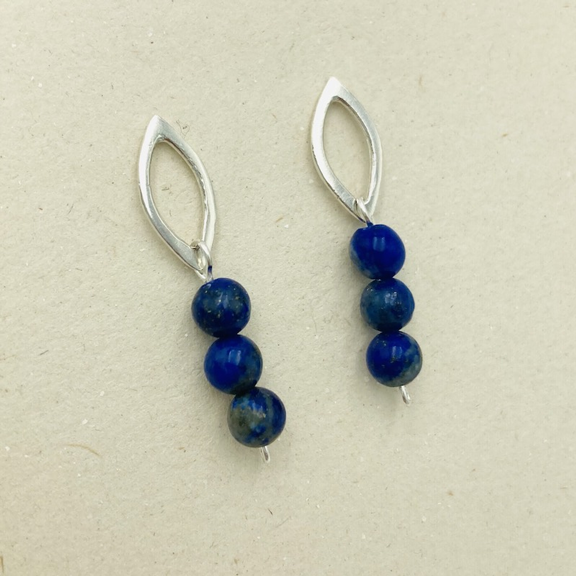 Aretes Pétalos De Plata Y Lapislazuli 1