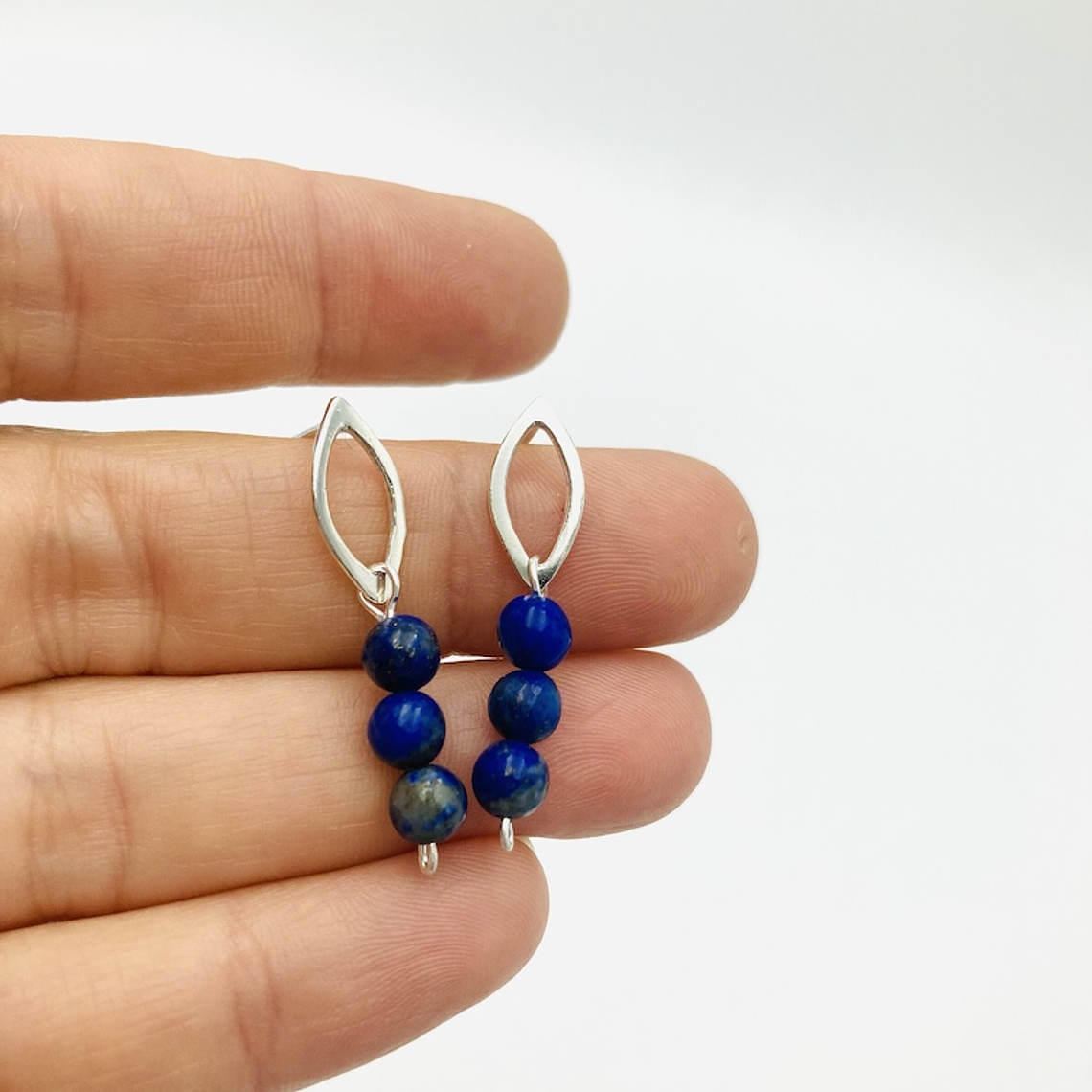 Aretes Pétalos De Plata Y Lapislazuli 2