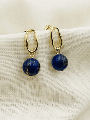 Aretes óvalos dorados con Lapislazuli