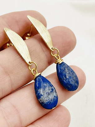 Aretes ojos dorados  con Lapislázuli