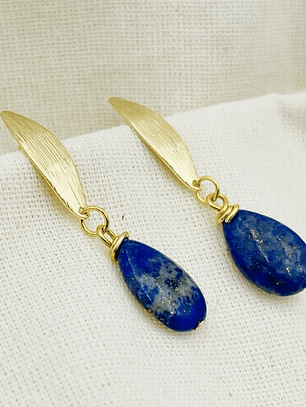 Aretes ojos dorados  con Lapislázuli