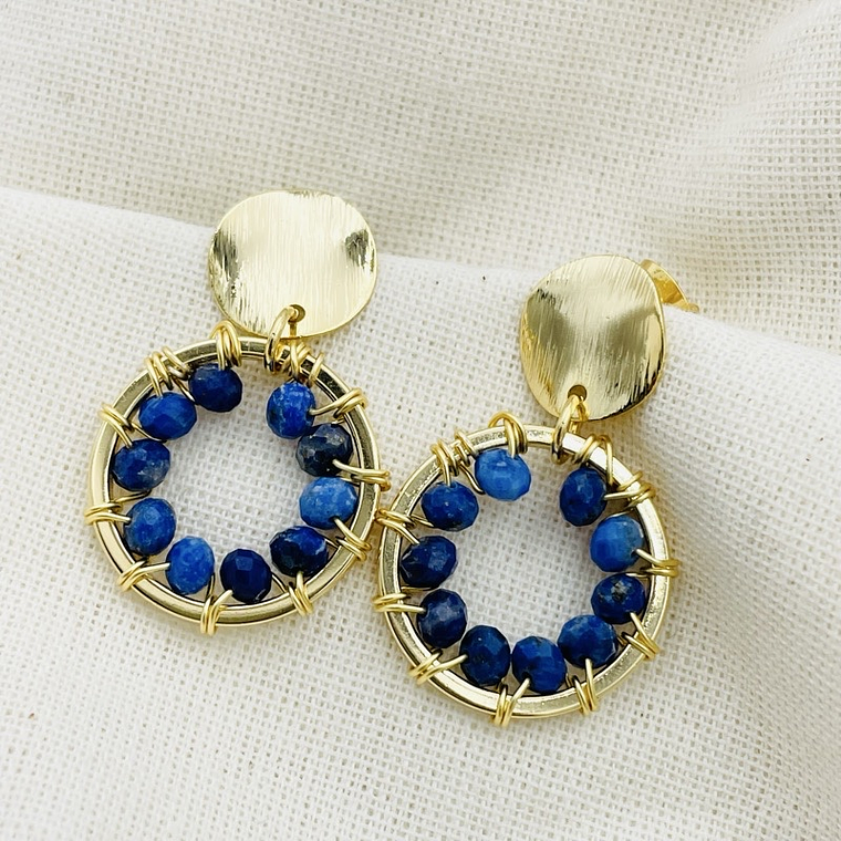 Aretes ¨Lirio¨ entorchado en Lapislázuli 5