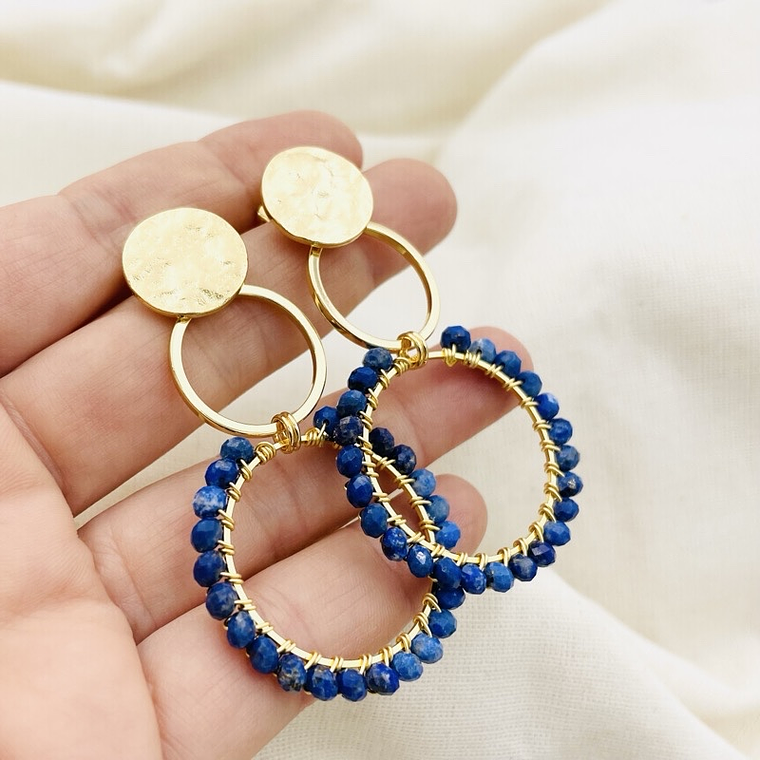 Aretes ¨Camelia¨ entorchados con Lapislázuli 2