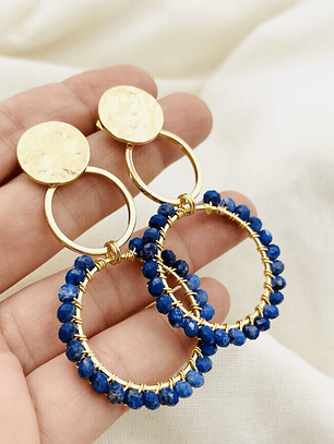 Aretes ¨Camelia¨ entorchados con Lapislázuli