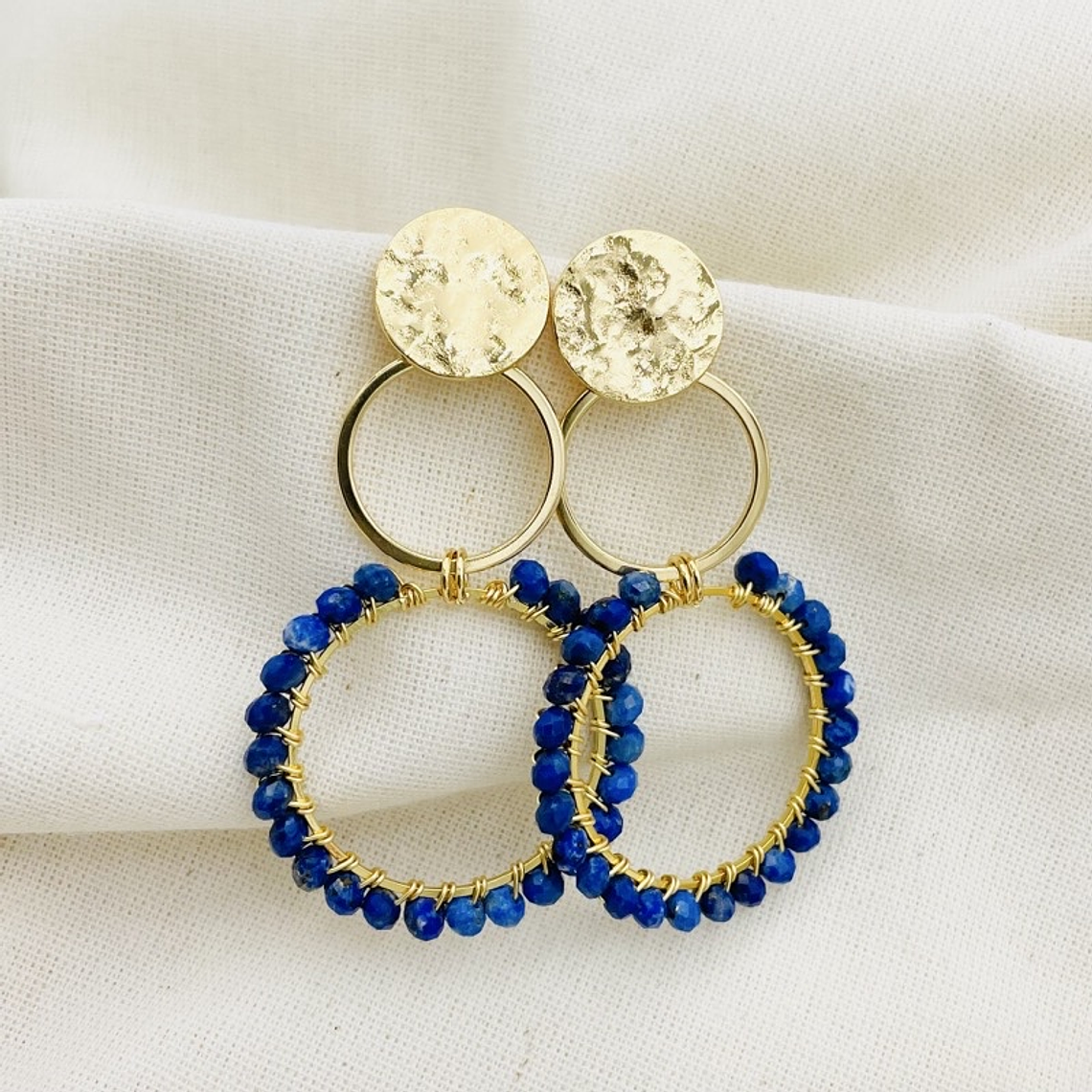 Aretes ¨Camelia¨ entorchados con Lapislázuli 4