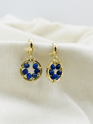 Aretes ¨Girasol¨ entorchado con Lapislázuli