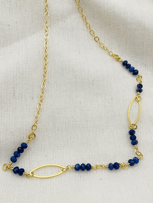 Collar ojitos dorados con Lapislázuli