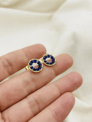 Aretes ¨Botón¨entorchado en Lapislázuli