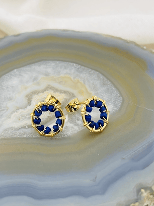 Aretes ¨Botón¨entorchado en Lapislázuli