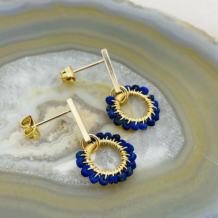 Aretes ¨Margarita¨entorchada con Lapislázuli 4