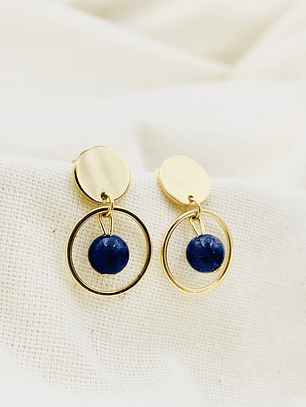 Aretes Dorados Con Piedra Lapislázuli