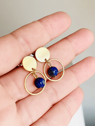 Aretes Dorados Con Piedra Lapislázuli