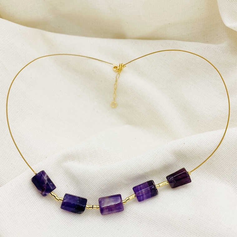 Collar con piedras Amatistas naturales  1