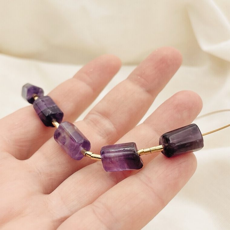 Collar con piedras Amatistas naturales  2