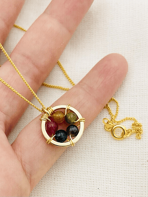 Collar dorado ¨Manzanilla¨multciolor