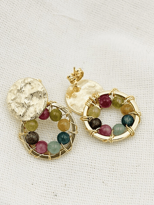 Aretes dorados ¨Lirio Reina¨multicolor