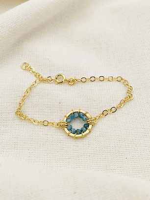 Pulsera dorada ¨Botón¨ de piedras Apatita