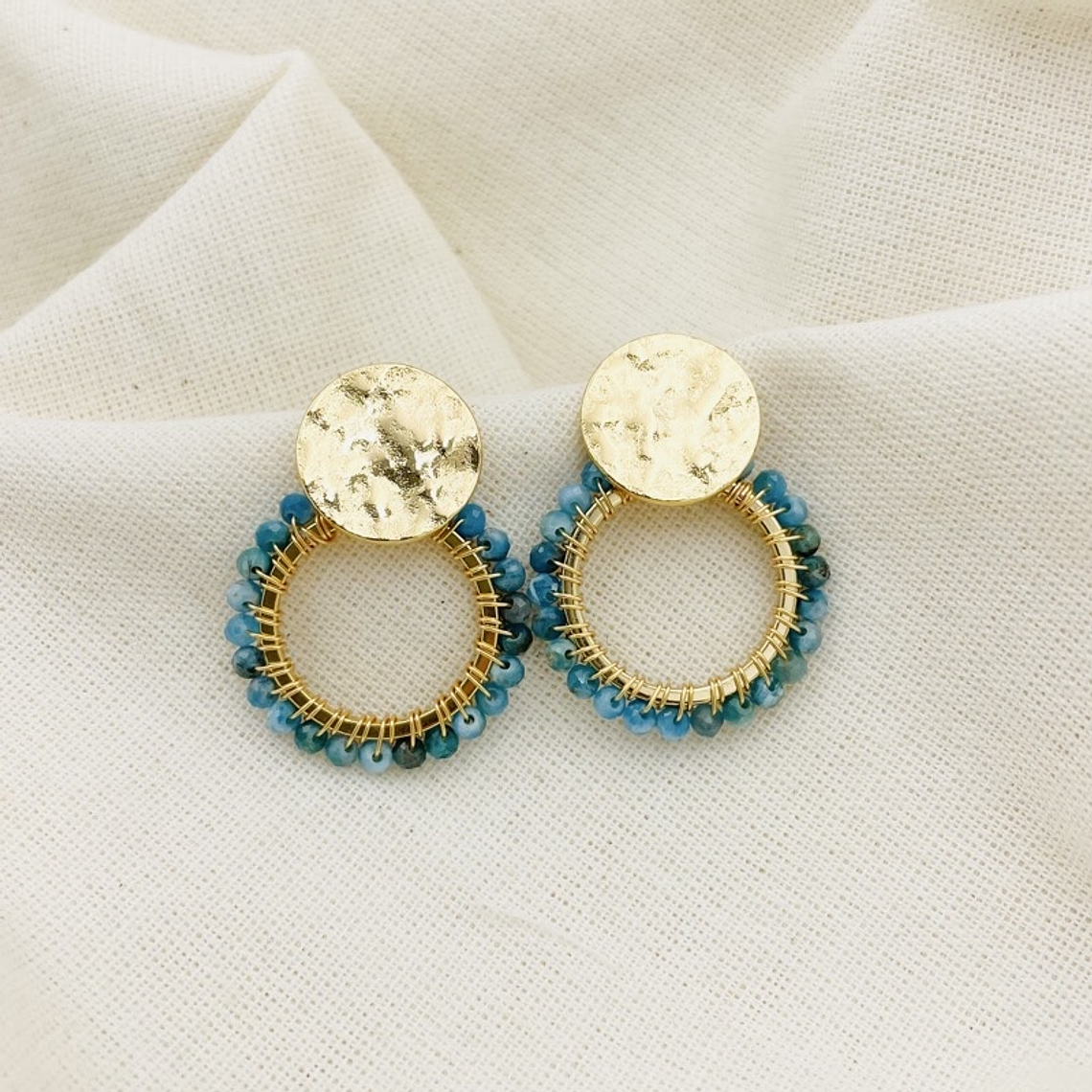 Aretes Dorados ¨dalia¨de Piedras Apatita 1