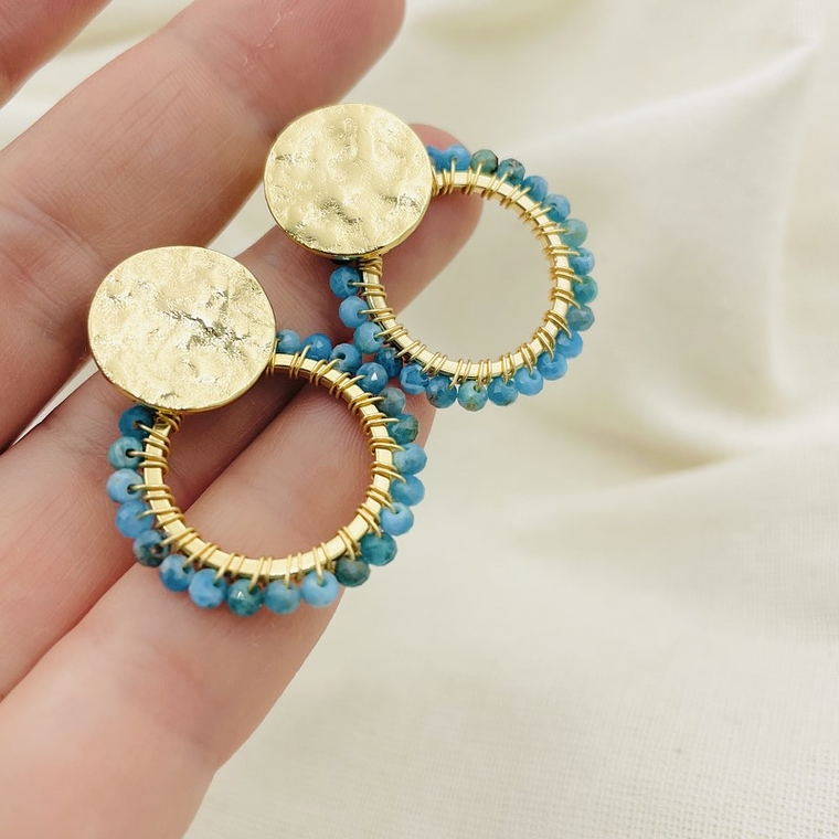 Aretes Dorados ¨dalia¨de Piedras Apatita 2