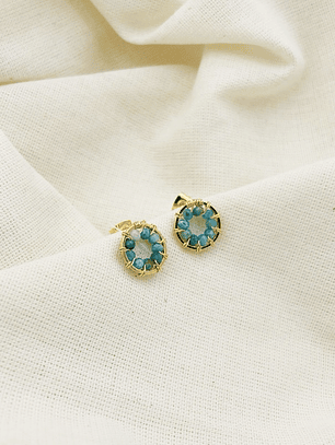 Aretes dorados ¨Botón¨de piedras Apatita