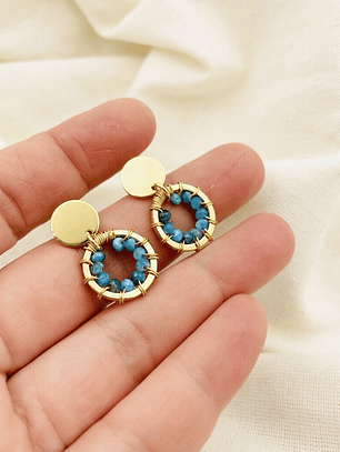 Aretes dorados ¨Manzanilla¨de piedras Apatita