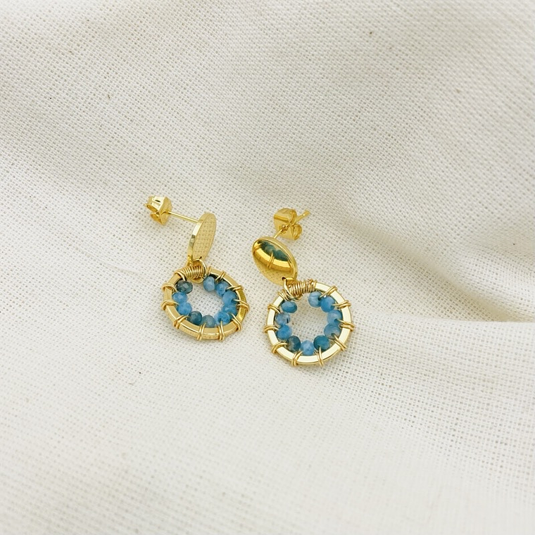 Aretes dorados ¨Manzanilla¨de piedras Apatita 2