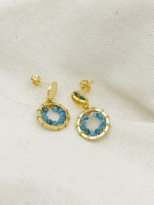 Aretes dorados ¨Manzanilla¨de piedras Apatita