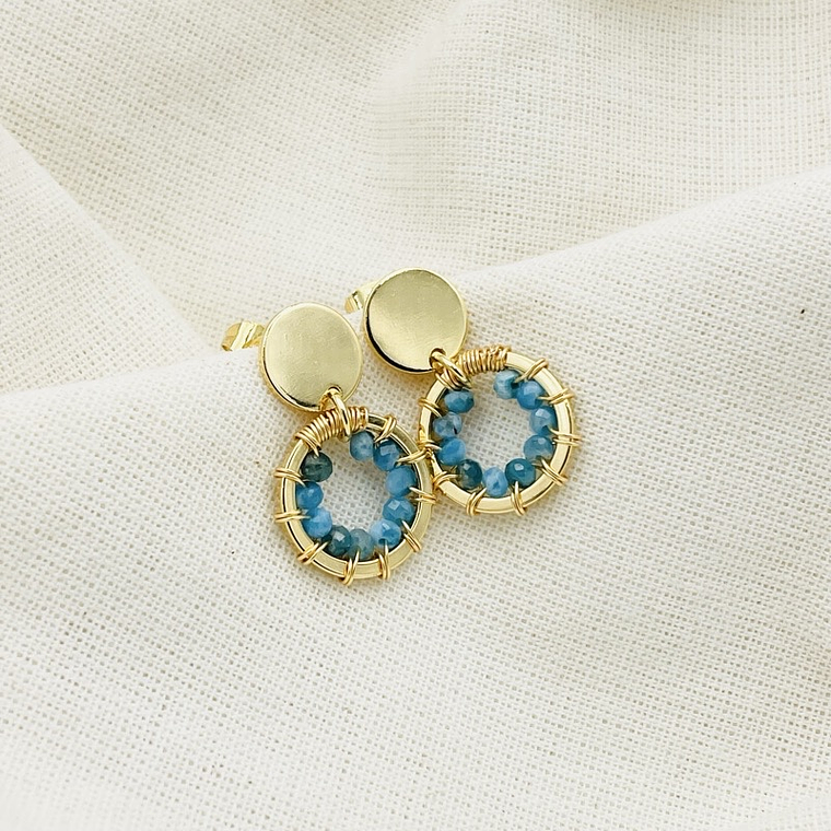 Aretes dorados ¨Manzanilla¨de piedras Apatita 3