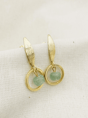 Aretes dorados con piedras Fluorita