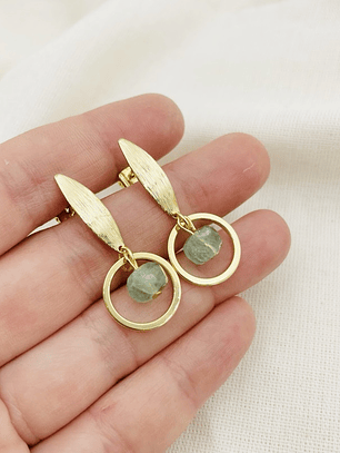 Aretes dorados con piedras Fluorita