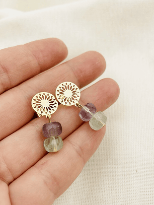 Aretes dorados con piedras Fluorita