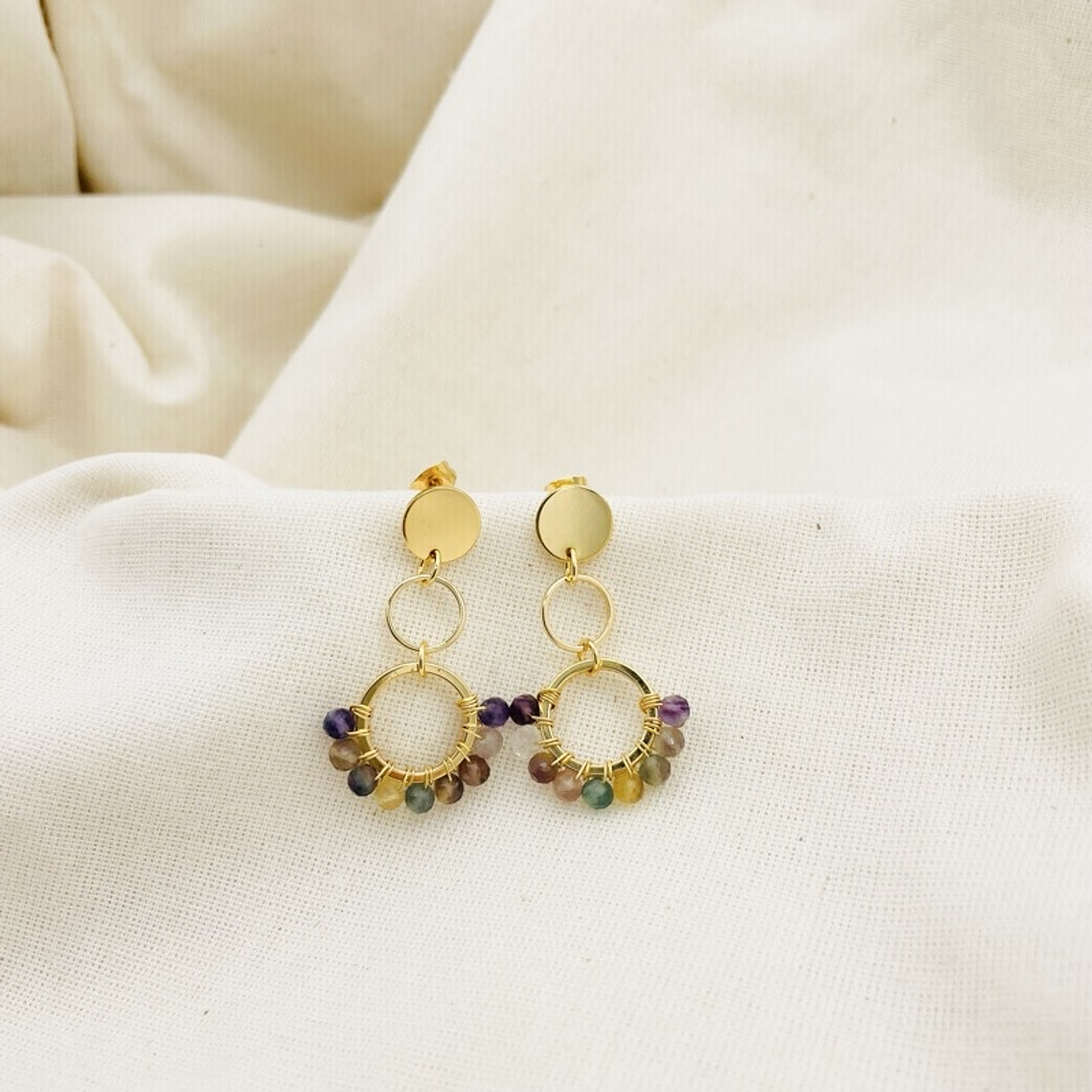 Aretes dorados ¨Tulipán¨de Fluorita 1