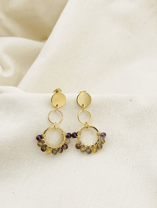 Aretes dorados ¨Tulipán¨de Fluorita