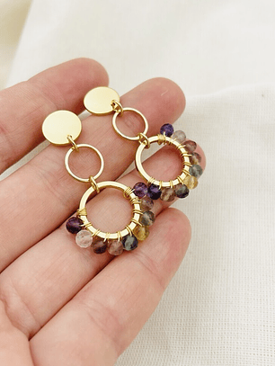 Aretes dorados ¨Tulipán¨de Fluorita