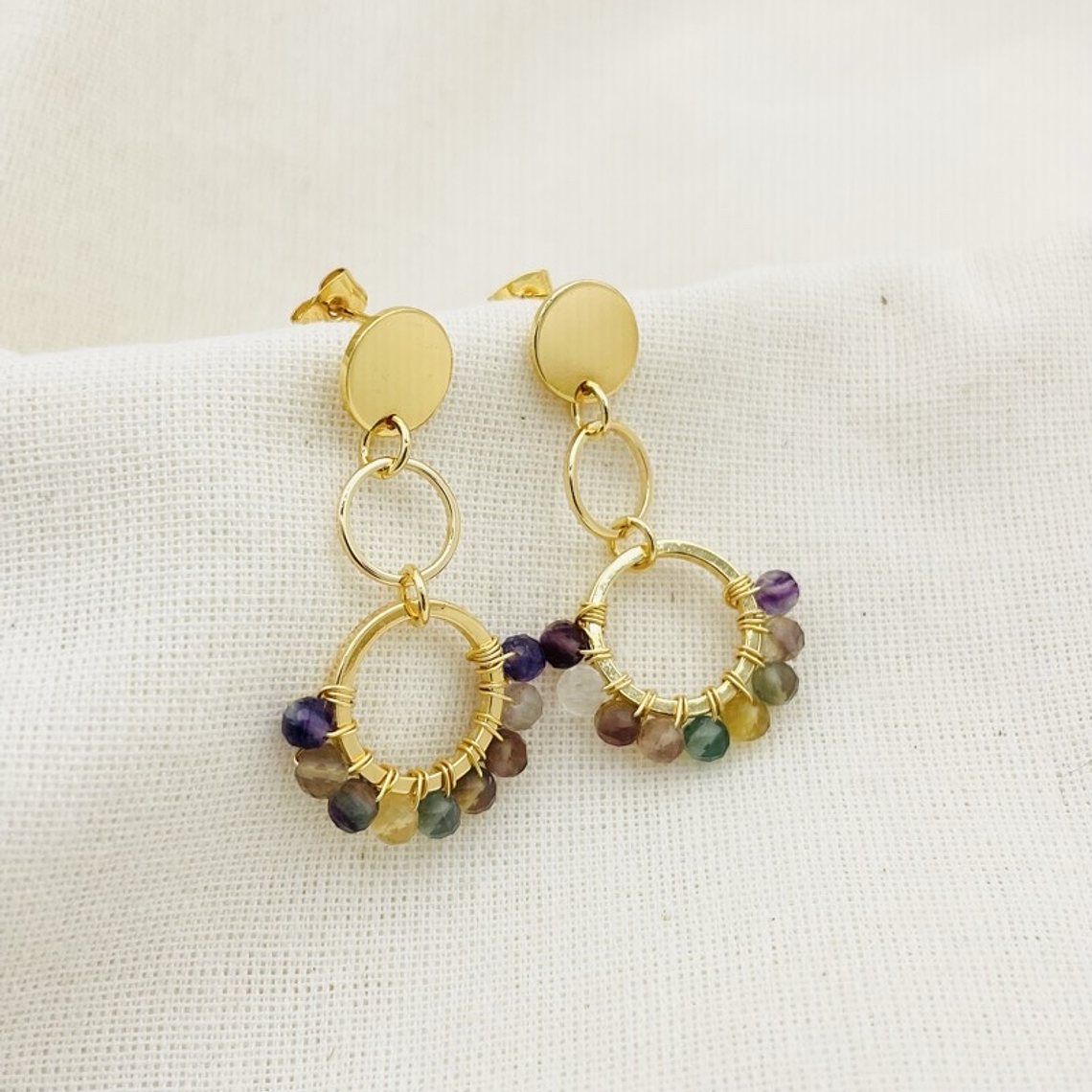 Aretes dorados ¨Tulipán¨de Fluorita 3