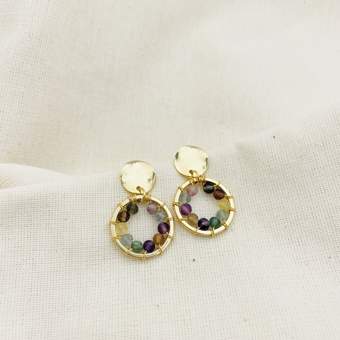 Aretes dorados ¨Lirio¨de Fluorita 1