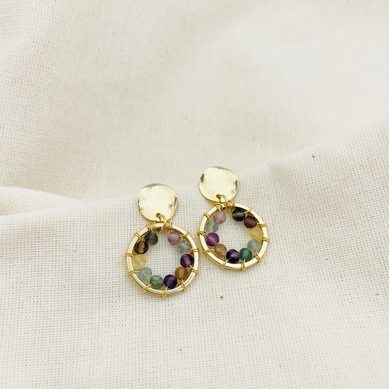 Aretes dorados ¨Lirio¨de Fluorita 1