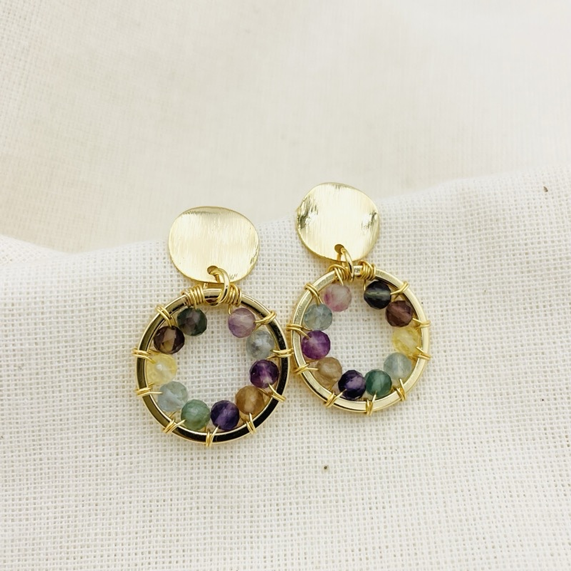 Aretes dorados ¨Lirio¨de Fluorita 2