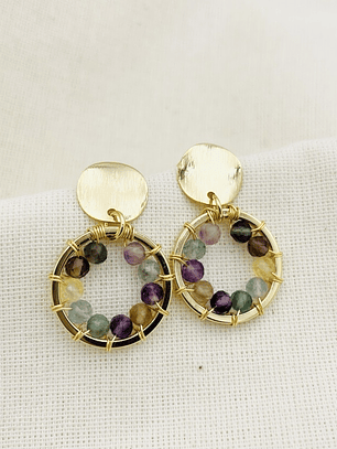 Aretes dorados ¨Lirio¨de Fluorita